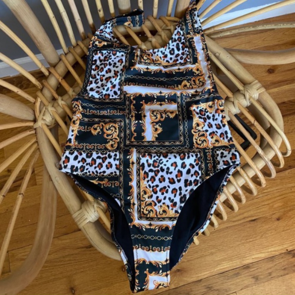 Scarf Leopard Print Swimsuit